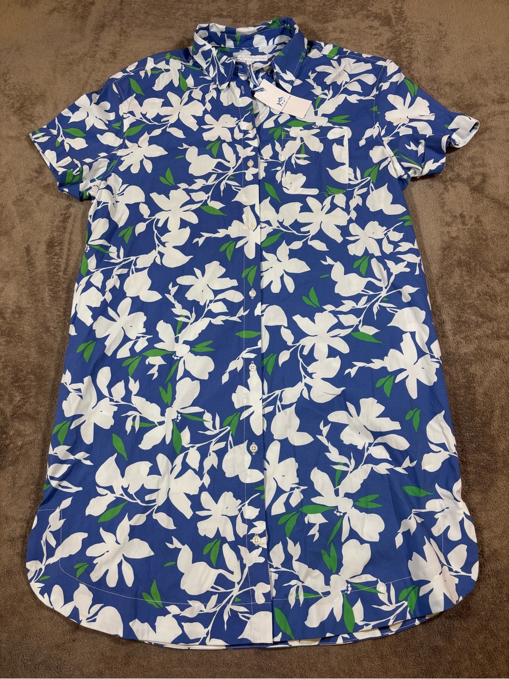 NWT Southern Tide Short Sleeve Cam Brrr Blossom Bay Dress Blue Womens Medium